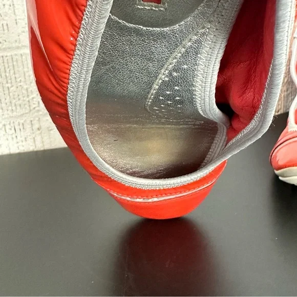 Prada Buffalo Lux Orange Silver Patent Leather Scrunch Ballet Flats Size 36 - Picture 9 of 16